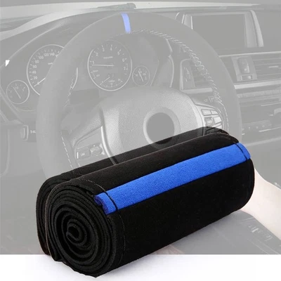 New Steering Wheel Cover 15" Accessory Anti-Slip Black+Blue Replacement - Image 1 of 4