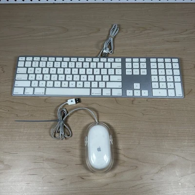 Apple White Aluminum USB Wired Keyboard A1243 and Apple wired Mouse M5769 - Image 1 of 4