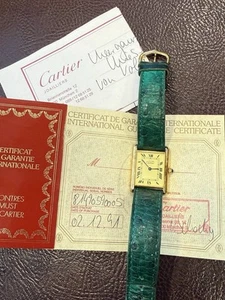 Cartier Tank Silber Vergoltet Er:W2002753 Mit Pap. 2x3cm Dornschliesse Läuft Top - Bild 1 von 3