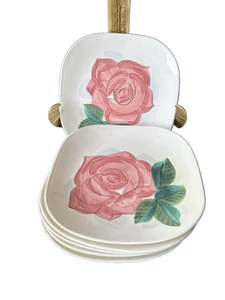 "Juego de 7 platos pequeños vintage Red Wing Pottery Lexington Rose pan postre 7""" - Imagen 1 de 12