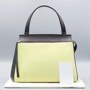 Celine 172613 Black Leather Yellow Color Detail Edge Medium Tote - Picture 1 of 7