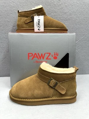 Pawz Bearpaw Amy Botines Jóvenes Niñas Talla 2 Marrón Gamuza Genuina Forro de Lana Foto 1 de 4