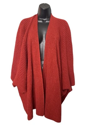 Poncho envolvente de gran tamaño tejido abierto naranja quemado Akemi + Kin talla única Anthropologie Foto 1 de 3