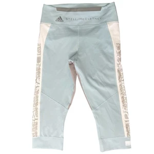 Adidas Stella McCartney blau grau Snake Crop Leggings Gr. S Reißverschlusstasche Athleisure - Bild 1 von 14