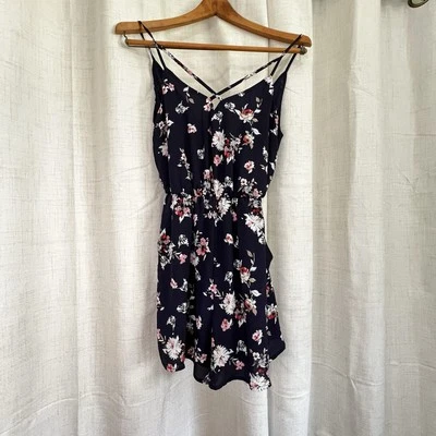 Mameluco de verano floral azul marino exuberante bolsillos boho para mujer talla XS Foto 1 de 4