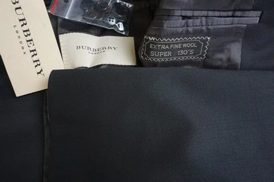 Burberry London Michael Black S130s Wool 2 Pc Suit Jacket Pants Sz 36R BRAND NEW - Image 1 of 4