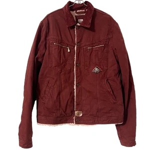 Roy Rogers Italy Corduroy Sherpa Lined Trucker Jacket in Burgundy IT 50 or US L - Picture 1 of 16
