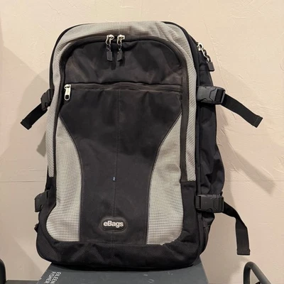 eBags Backpack Travel Carry-on Convertible Laptop School Bag Black Grey - Image 1 of 3