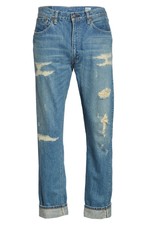 ORSLOW Original 107 Distressed Slim Fit Cuff Selvedge Levi's Jeans, Size 4 US L