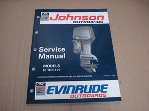 1992 Johnson & Evinrude Models 60 Thru 70 Outboard Motor Service Manual - Imagen 1 de 2