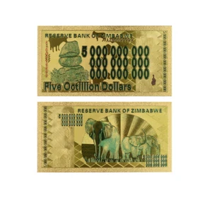 5 Octillion Dollar/ Zimbabwe/ Souvernier Dollar/vergoldet - 5 Scheine - - Bild 1 von 3