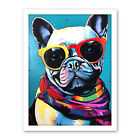 French Bulldog in Sunglasses and Bandana Folk Art Framed Art Picture Print 18X24