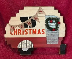 Merry Christmas Wood Block Sign Camper RV 10”w x 1.5”d x 8”h NEW in Box! - Picture 1 of 6