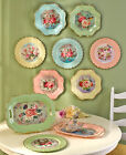 Vintage Inspired Roses Birds Charger Plates Décor Scalloped Retro Serving Trays