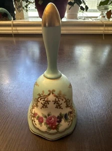 Vintage blaue Nipón Glocke Deko Sammlerstück Rosenmotiv Porzellan - Bild 1 von 4