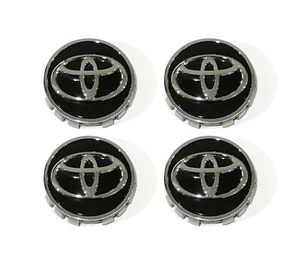 4X BLACK 62mm Toyota Wheel Center Caps Camry Avalon RAV4 C-HR PriusVS Corolla - Picture 1 of 4