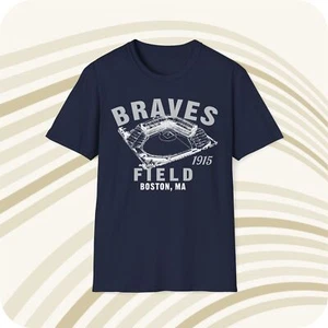 Throwbackmax Braves Field 1915 Classic Cut Baseball T-Shirt - Boston Red Sox - Picture 1 of 6
