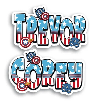 Calcomanía de vinilo personalizada con nombre de héroe patriótico bandera de Estados Unidos regalo botella de agua computadora portátil Foto 1 de 4