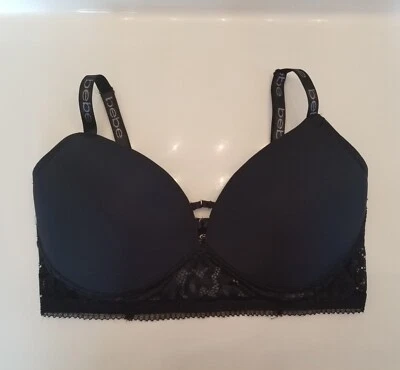 Bebe Brav36DD Black Pushup Wireless Padded Sexy Preowned Condition  - Image 1 of 4
