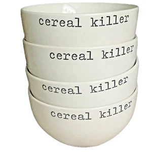 Fabulous Home Cereal Killer Cuencos de Cerámica Blanco y Negro Juego de 4 - Imagen 1 de 5