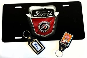 Old Ford V8 Metal License Plate Designs And 2 Key Rings 1932 The Deuce - Picture 1 of 1