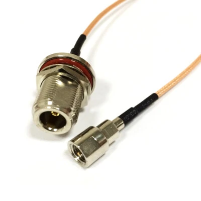 N type female bulkhead to FME male RF jumper cable RG316 15cm for wifi router - Image 1 of 3
