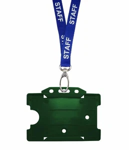 Azul Personal Identificación Cordón Cuello Metal Clip Verde Oscuro Tarjeta Placa - Bild 1 von 3