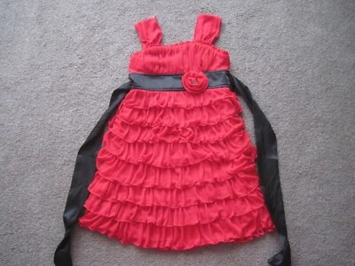 VESTIDO DE FIESTA MI MICHELLE ROJO, 8, TELA EN CAPAS O EN CAPAS, FAJA NEGRA, FLOR Foto 1 de 3