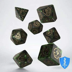 Juego de Dados Q-Workshop Dragons (7) Botella Verde/Dorada D&D RPG - Imagen 1 de 2