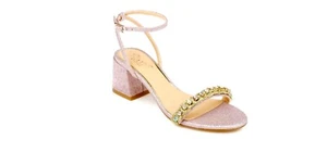 Sandalias de noche para mujer Jewel Badgley Mischka tacón de bloque, zapatos rosa pálido - Imagen 1 de 6