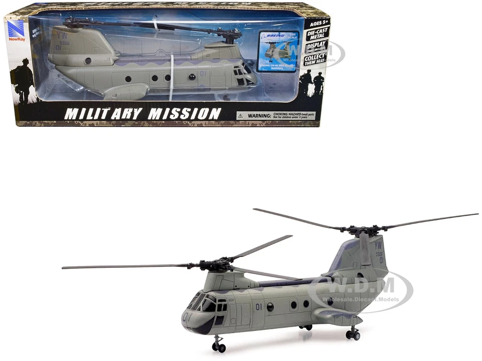 HELICÓPTERO BOEING CH-46 CABALLERO MARINO OLIVA MONÓTONO "MARINES DE EE. UU." 1/55 RAY NUEVO 25893 Foto 1 de 1