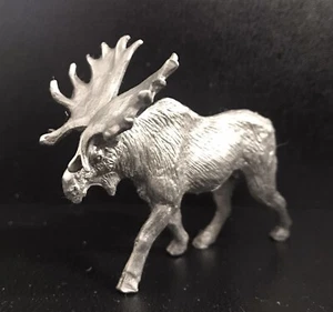 Pewter MOOSE Antlers Wild Animal Highly Detailed Silver Metal Figurine Statue - Picture 1 of 4
