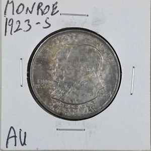 1923-S 50C Monroe Commemorative Half Dollar in AU Condition #029 - Picture 1 of 2