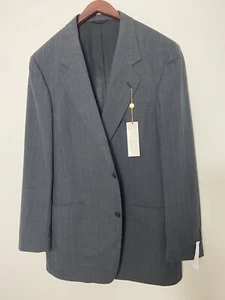Gray striped PERRY ELLIS Men’s 100% Worsted Wool sport coat suit jacket 42L 36w - Picture 1 of 12