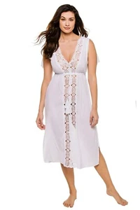La Blanca Women's Island Fare Gauze Lace Trim Midi Cover-Up White B4HP $103 - Picture 1 of 8