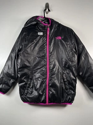 TNF Girls Moondoggy Down Reversible Puffer Jacket Gray/Black Size XL(18) 21x25.5 - Image 1 of 4