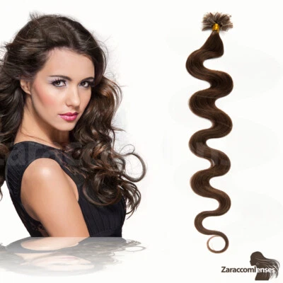 REMY Echthaar Bonding Extensions 45cm 50cm 60cm 1g Haarverlängerung gewellt - Bild 1 von 2