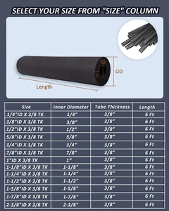 Pipe Insulation Foam Tube - 1-1/4"(32Mm) ID Foam Tubing for AC Unit, Guitar S... - Picture 1 of 7
