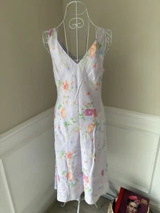 Patsy Seddon Phase Eight 100%linen Floral Print Sleeveless Midi Dress,Size 12 - Picture 1 of 10