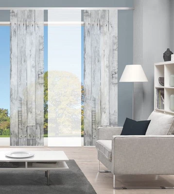 VISION S Schiebegardinen Set 3er LIZZA, halbtransparent, Höhe 260 cm, grau - Bild 1 von 4