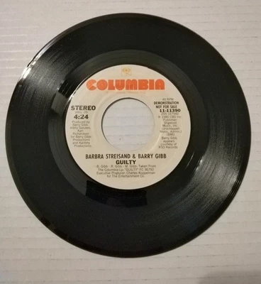 Columbia Records Barry Gibb & Barbara Streisand Guilty Promo 45 Single - Image 1 of 3