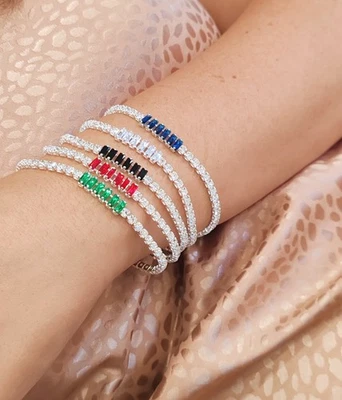 Bracciale Tennis Donna Braccialetto con Strass Colorato - Immagine 1 di 4