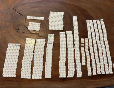 LEGO bulk lot 450 Ct White Plates  1x2 1x3 1x4 1x6 1x8 1x10 1x12 1x2 w/ one stud - Image 1 of 4