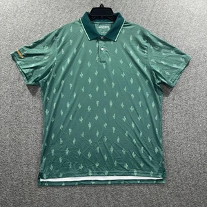 Bonobos Golf Polo Shirt Mens Large Green Slim Fit Cactus Print Performance Tech - Picture 1 of 9