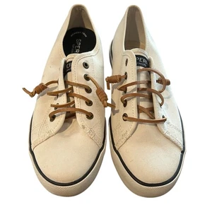 Sperry Top-Sider Seacoast Damengröße 8,5 M weiße Canvas-Bootsschuhe - Bild 1 von 7