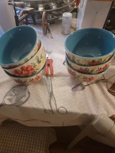 (6) Pioneer Woman Vintage Floral Footed Soup/Cereal Bowls 2912DMT - Picture 1 of 1