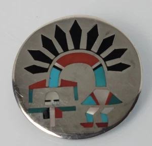 Indianer Pin Anhänger Regenbogen Kachina 1,3 Zoll 0,925 Inlay F L Natachu Zuni - Bild 1 von 9