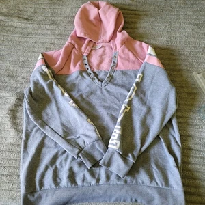 Bobbie Brooks Love Hoodie Women's Plus Size 3X Pink/Grey/White Hooded Sweatshirt - Picture 1 of 4