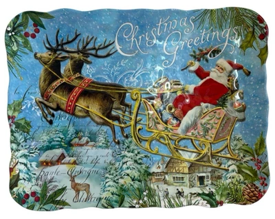 Nuevo Michel Design Works Melamina Navidad Santa Trineo y Bandeja para Servir Reno  Foto 1 de 2