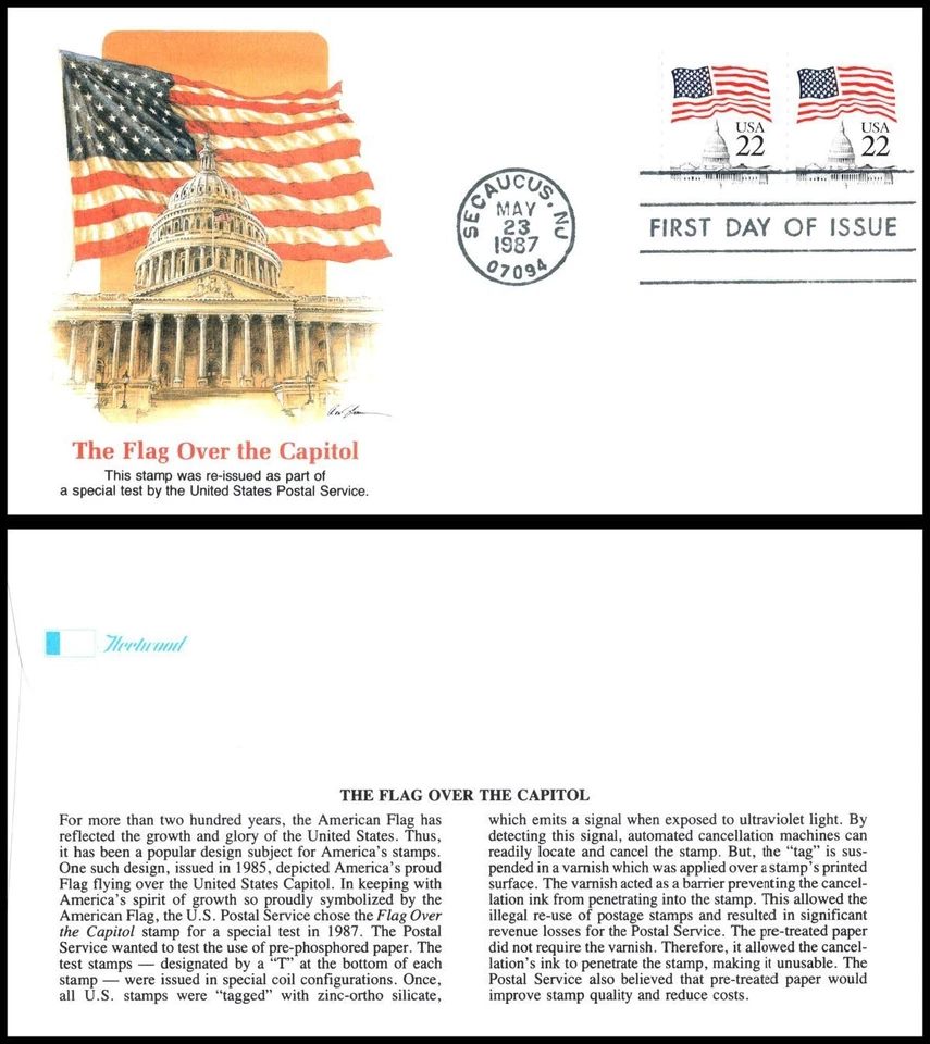 1987 Flag Capitol Sc 2115c FDC Fleetwood flag dome patriotism government symbol - Image 1 of 1